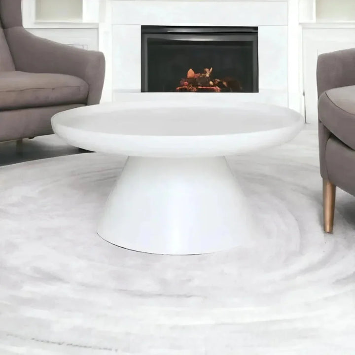 Aria Resin White Round Coffee Table-Outdoor Coffee Tables-Artesia-LOOMLAN