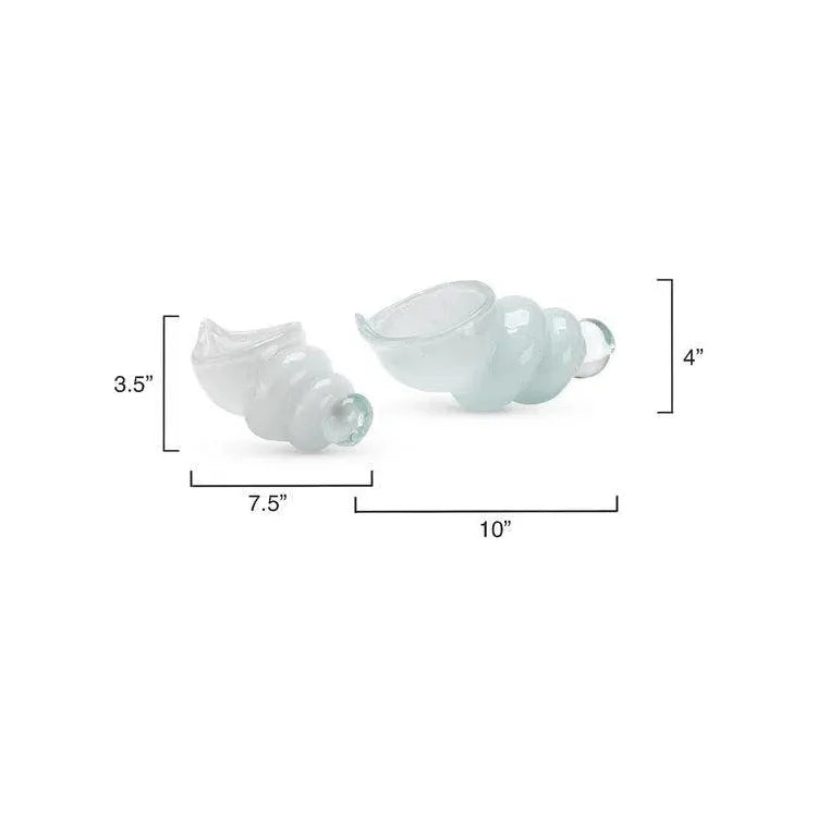 Jamie Young-Ariel Blown Glass Shells (Set of 2)-Statues & Sculptures-White-LOOMLAN