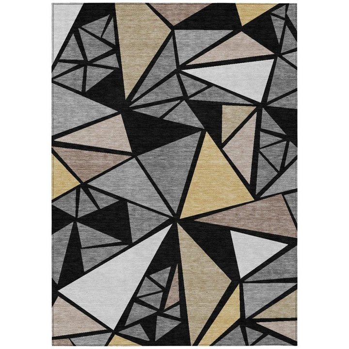 Aristea Black Washable Indoor-Outdoor Rug-Outdoor Rugs-LOOMLAN Rugs-2'6" x 3'10"-LOOMLAN