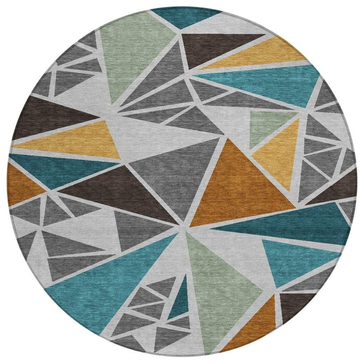 Aristea Gray Washable Indoor-Outdoor Rug-Outdoor Rugs-LOOMLAN Rugs-8' x 8'-LOOMLAN