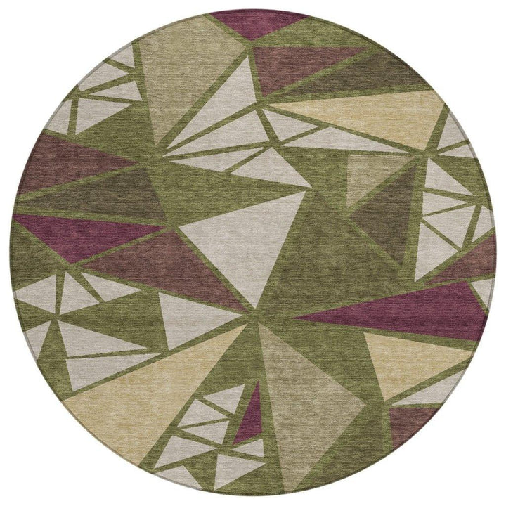 Aristea Green Washable Indoor-Outdoor Rug-Outdoor Rugs-LOOMLAN Rugs-8' x 8'-LOOMLAN