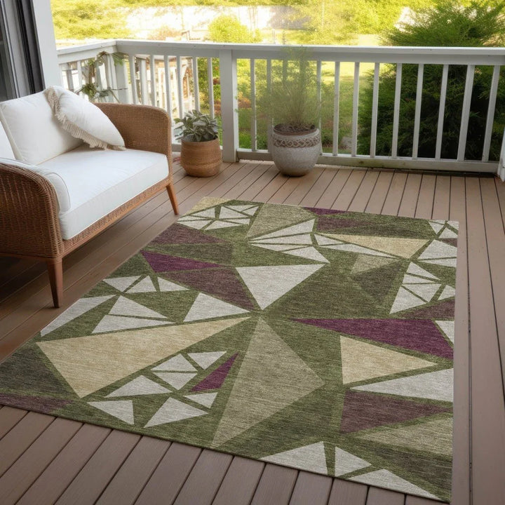 Aristea Green Washable Indoor-Outdoor Rug-Outdoor Rugs-LOOMLAN Rugs-LOOMLAN