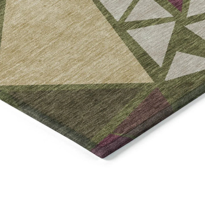 Aristea Green Washable Indoor-Outdoor Rug-Outdoor Rugs-LOOMLAN Rugs-LOOMLAN