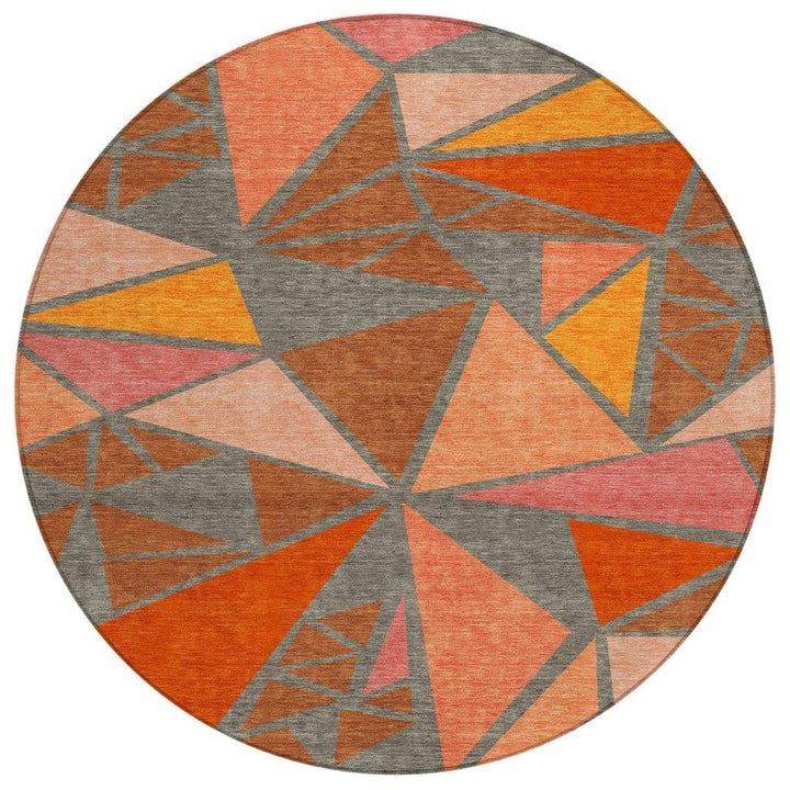 Aristea Orange Washable Indoor-Outdoor Rug-Outdoor Rugs-LOOMLAN Rugs-8' x 8'-LOOMLAN