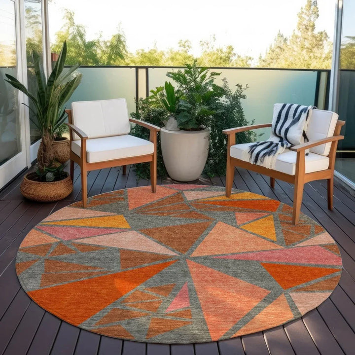 Aristea Orange Washable Indoor-Outdoor Rug-Outdoor Rugs-LOOMLAN Rugs-LOOMLAN