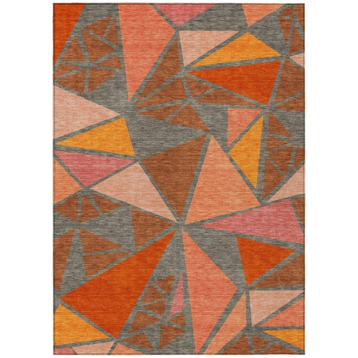 Aristea Orange Washable Indoor-Outdoor Rug-Outdoor Rugs-LOOMLAN Rugs-2'6" x 3'10"-LOOMLAN