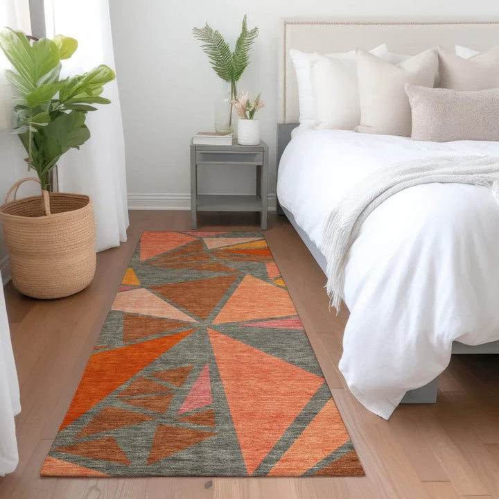 Aristea Orange Washable Indoor-Outdoor Rug-Outdoor Rugs-LOOMLAN Rugs-LOOMLAN