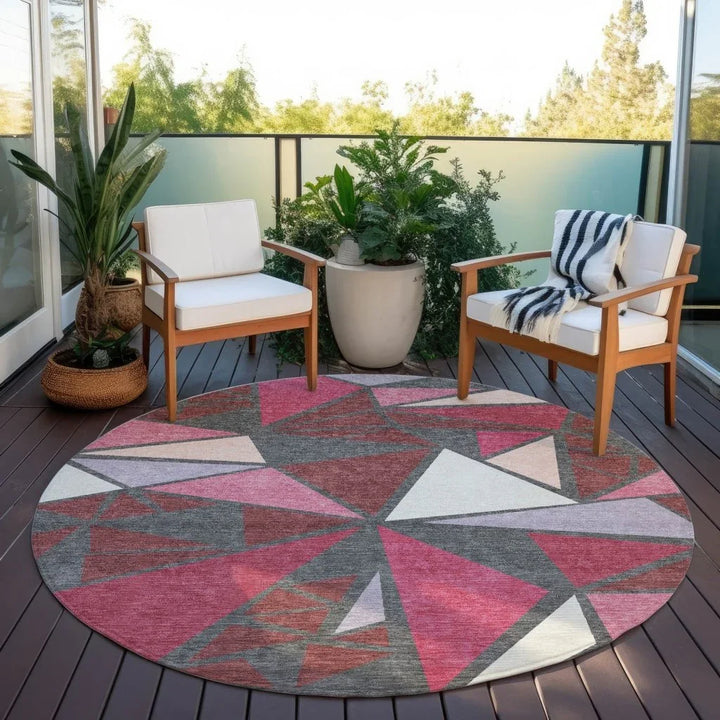 Aristea Red Washable Indoor-Outdoor Rug-Outdoor Rugs-LOOMLAN Rugs-LOOMLAN
