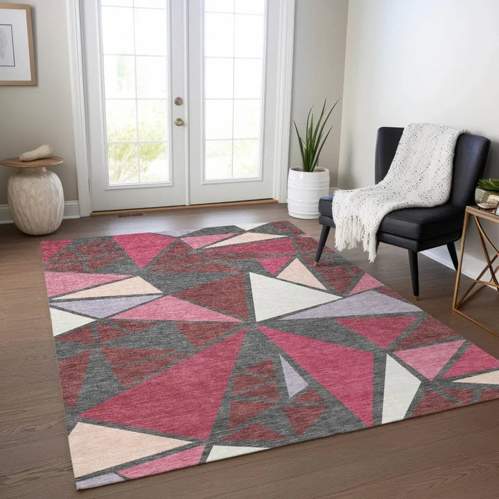 Aristea Red Washable Indoor-Outdoor Rug-Outdoor Rugs-LOOMLAN Rugs-LOOMLAN