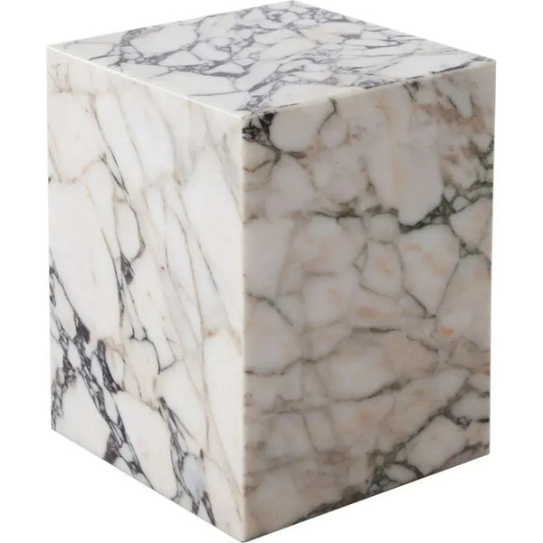 Ark Genuine Viola Marble Square Pedestal End Table - LOOMLAN - Diamond Sofa - Side Tables