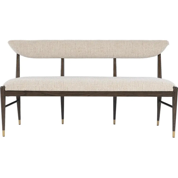 Arlan Wood and Brass Brown Bench-Dining Benches-Currey & Co-LOOMLAN