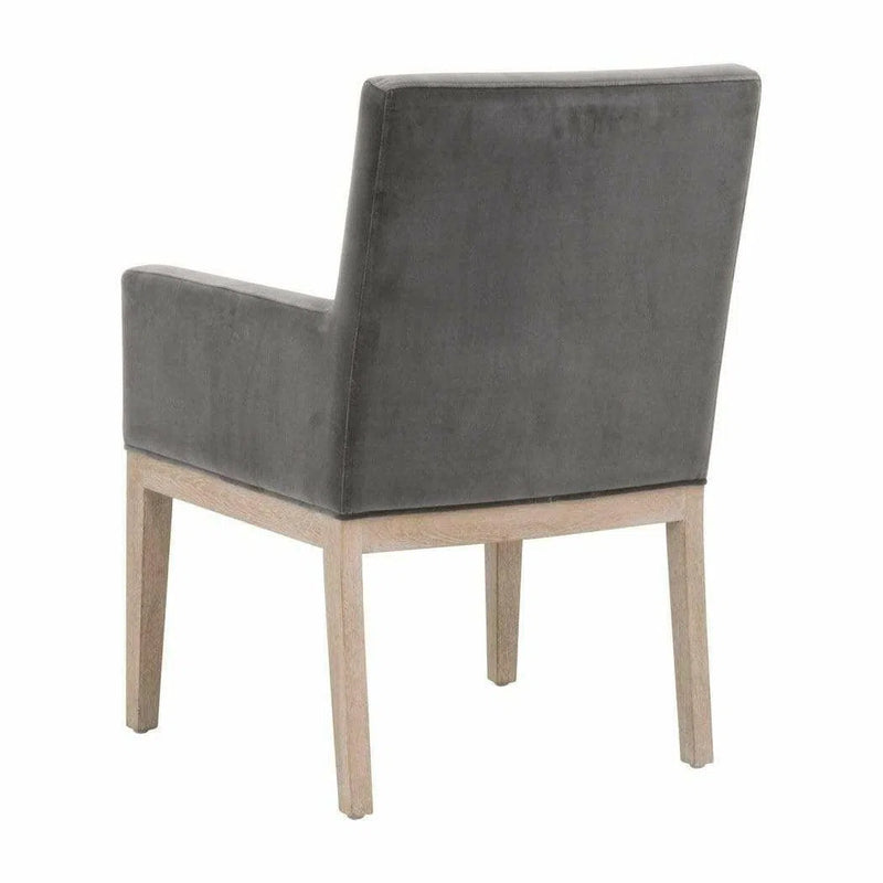 Arm Chairs Drake Arm Chair Dark Dove Velvet Natural Gray Oak Dining Chairs LOOMLAN By Essentials For Living