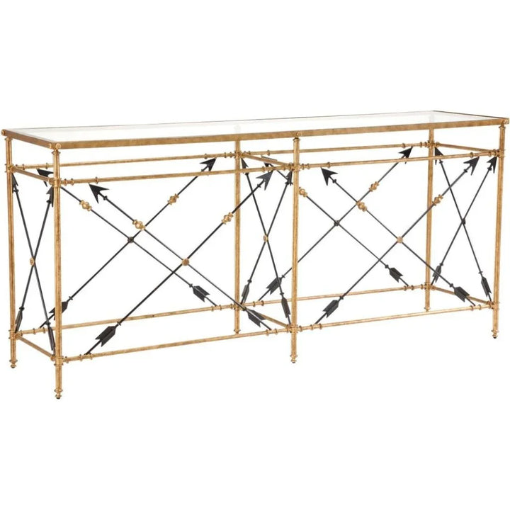 Arrow Gold Leaf On Iron Frame Console Table - LOOMLAN - Chelsea House - Console Tables