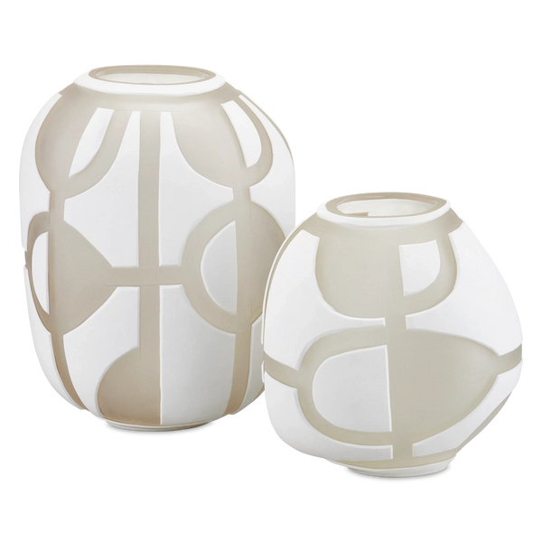 Art Decortif White Vase Set of 2-Vases & Jars-Currey & Co-LOOMLAN