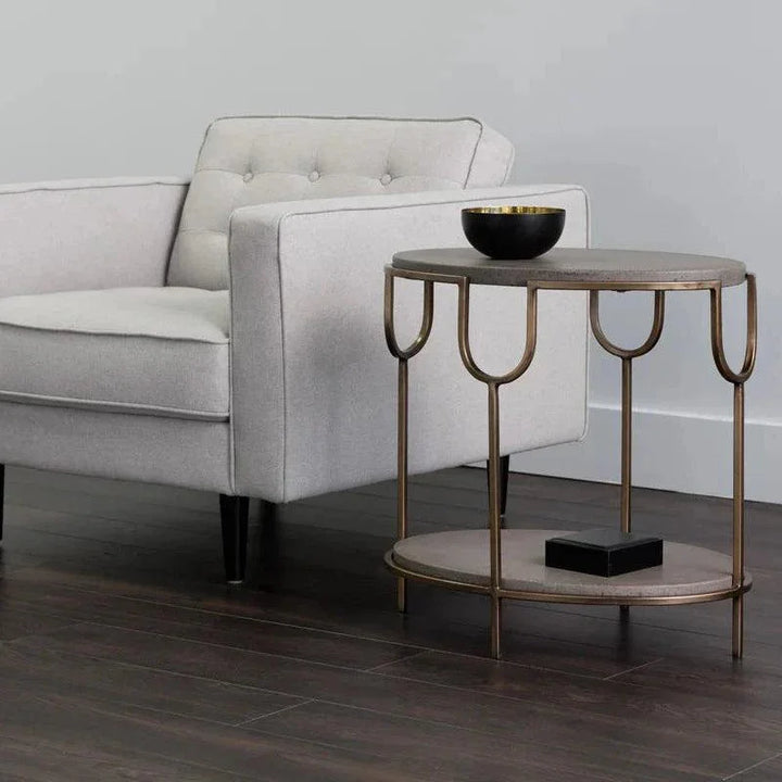 Arya Side Table Concrete Top & Antique Brass - LOOMLAN - SUNPAN - Side Tables