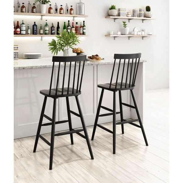 Ashley Bar Chair (Set of 2) Black Bar Stools LOOMLAN By Zuo Modern