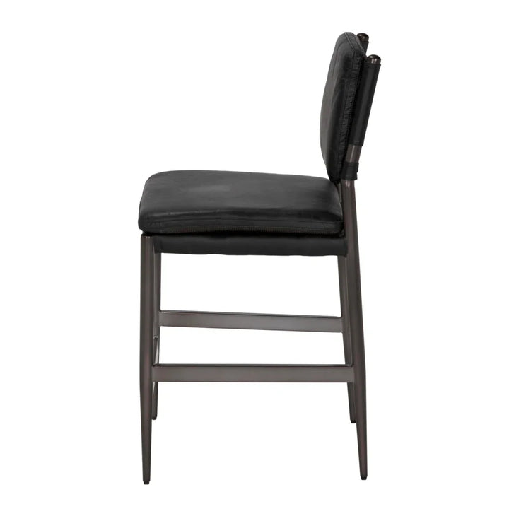 Astor Top - Grain Leather Counter Stool - LOOMLAN - Noir - Counter Stools