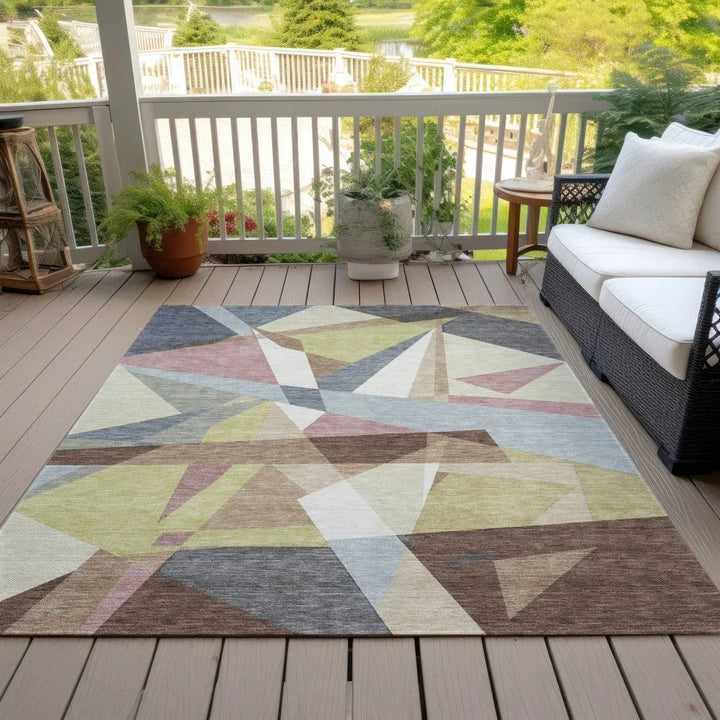 Asymma Brown Washable Indoor - Outdoor Rug - LOOMLAN - LOOMLAN Rugs - Outdoor Rugs