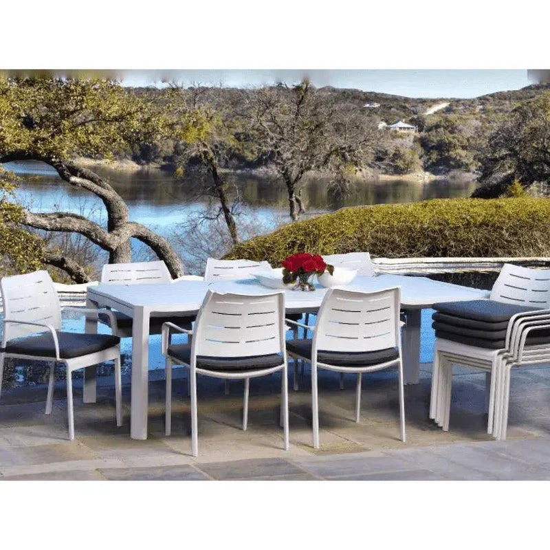 Athene White Outdoor Extendable Dining Table Set For 12