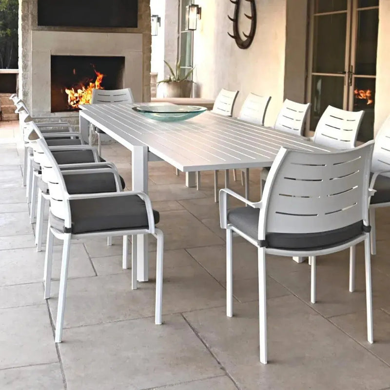 Athene White Outdoor Extendable Dining Table Set For 12