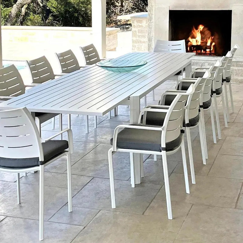 Athene White Outdoor Extendable Dining Table Set For 12