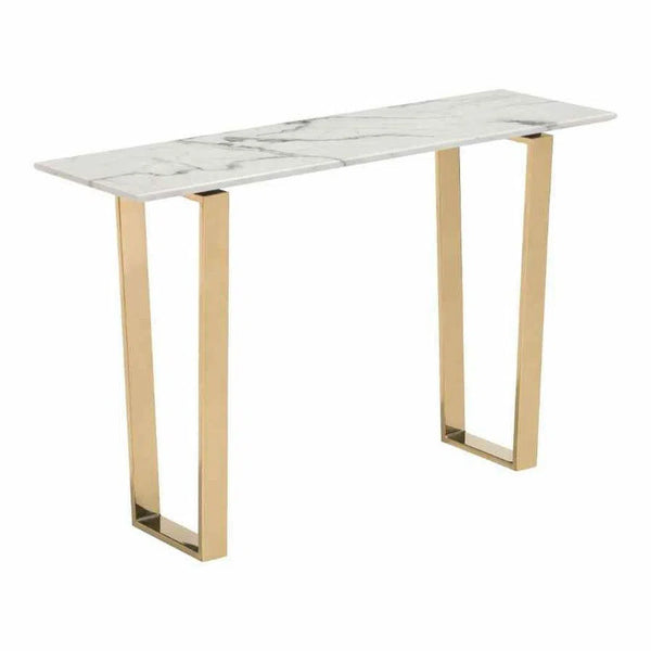 Atlas Console Table White & Gold Console Tables LOOMLAN By Zuo Modern