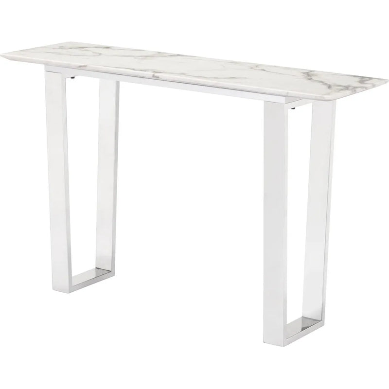 Atlas Console Table White & Silver Console Tables LOOMLAN By Zuo Modern