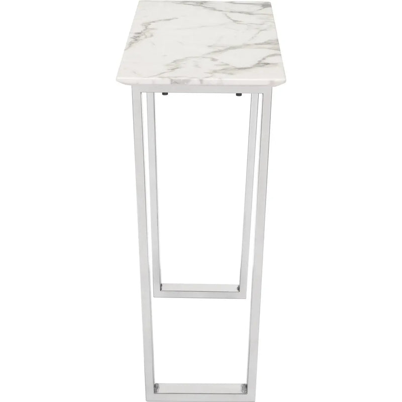 Atlas Console Table White & Silver Console Tables LOOMLAN By Zuo Modern