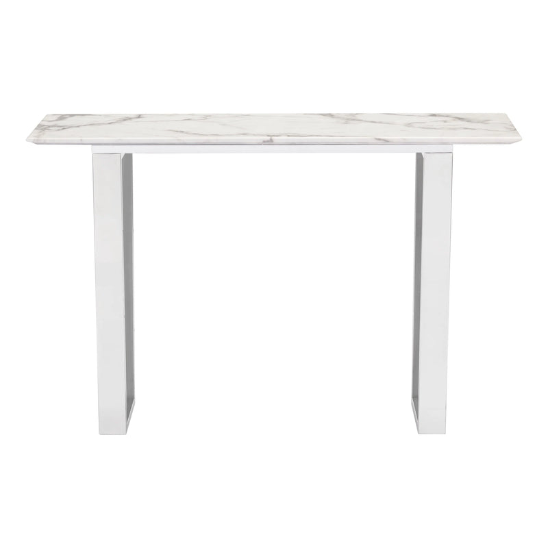 Atlas Console Table White & Silver Console Tables LOOMLAN By Zuo Modern