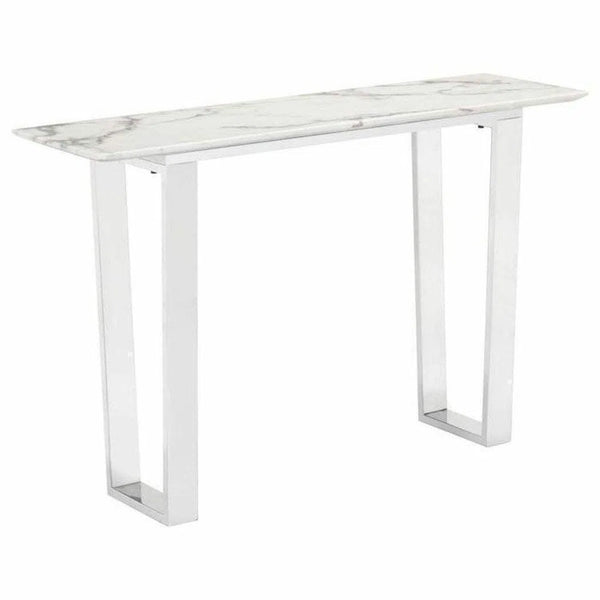 Atlas Console Table White & Silver Console Tables LOOMLAN By Zuo Modern