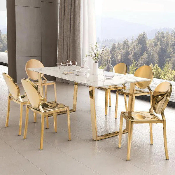 Atlas Dining Table White & Gold Dining Tables LOOMLAN By Zuo Modern