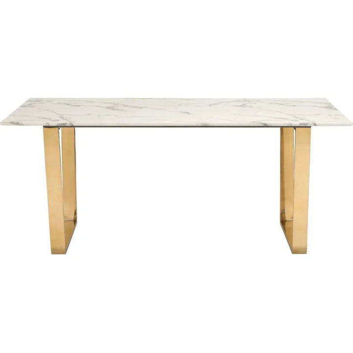 Atlas Dining Table White & Gold-Dining Tables-Zuo Modern-LOOMLAN