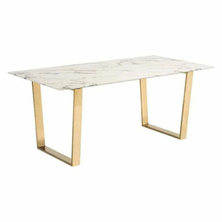 Atlas Dining Table White & Gold-Dining Tables-Zuo Modern-LOOMLAN