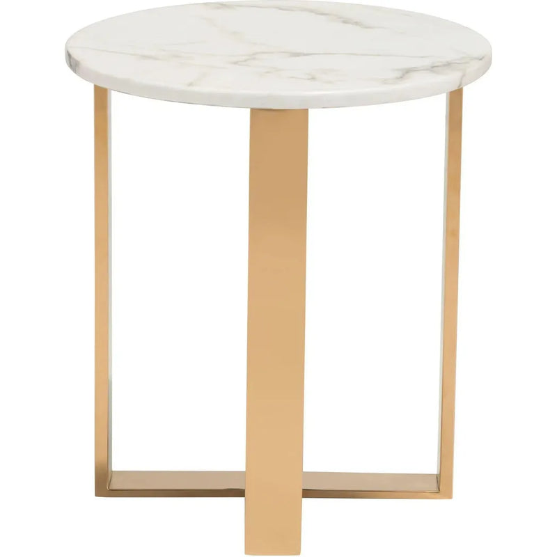 Atlas End Table White & Gold