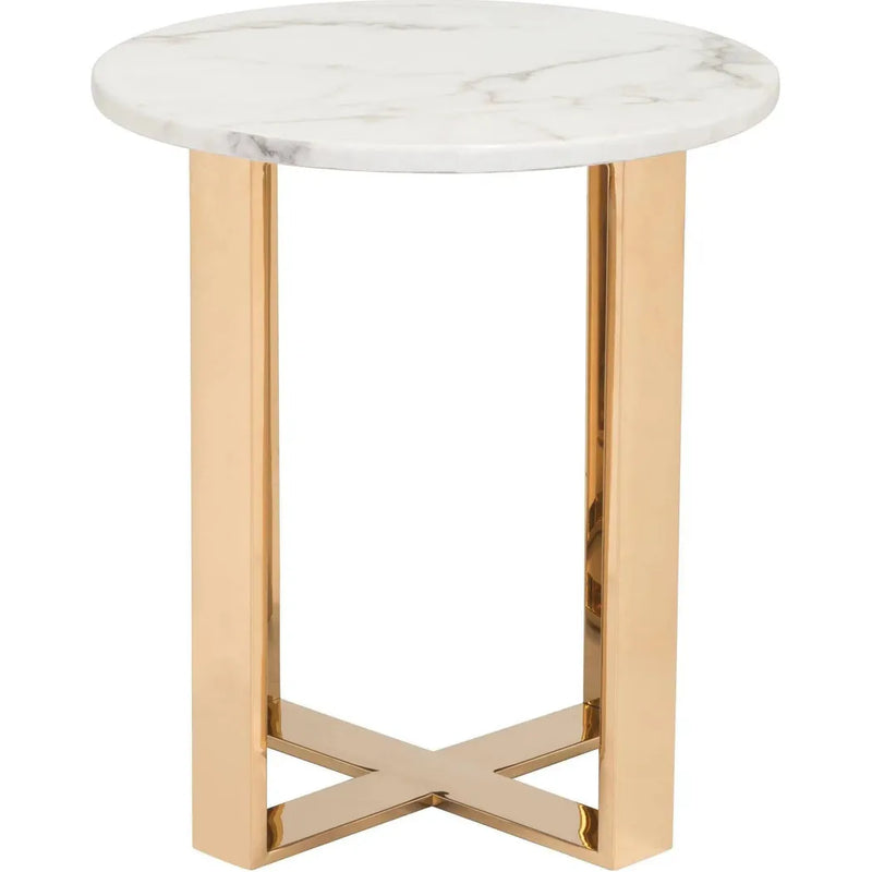 Atlas End Table White & Gold