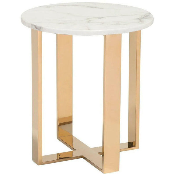 Atlas End Table White & Gold Side Tables LOOMLAN By Zuo Modern