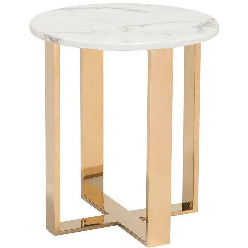 Atlas End Table White & Gold