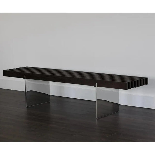 Atticus Bench Sleek Black Wood Polished Steel Legs-Dining Benches-SUNPAN-LOOMLAN