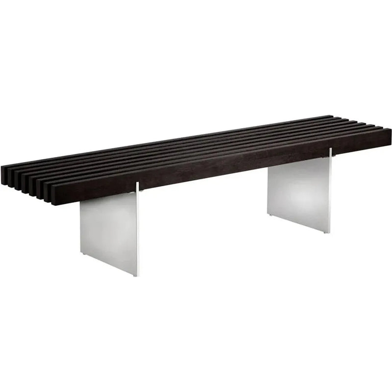 Atticus Bench Sleek Black Wood Polished Steel Legs-Dining Benches-SUNPAN-LOOMLAN