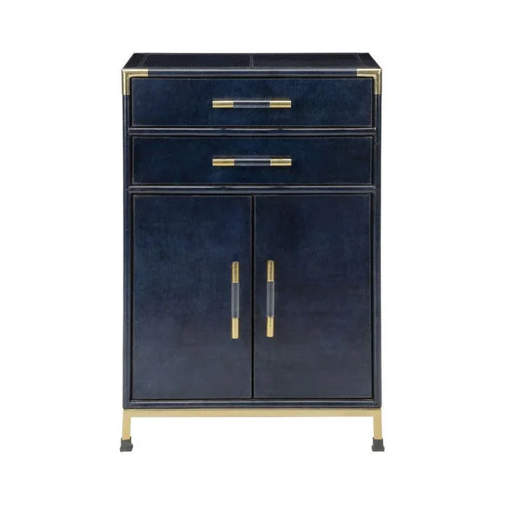 Atticus Dark Blue Leather Wrapped Cabinet - LOOMLAN - Chelsea House - Accent Cabinets