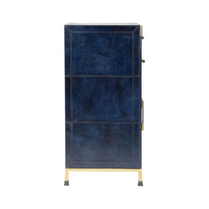 Atticus Dark Blue Leather Wrapped Cabinet - LOOMLAN - Chelsea House - Accent Cabinets