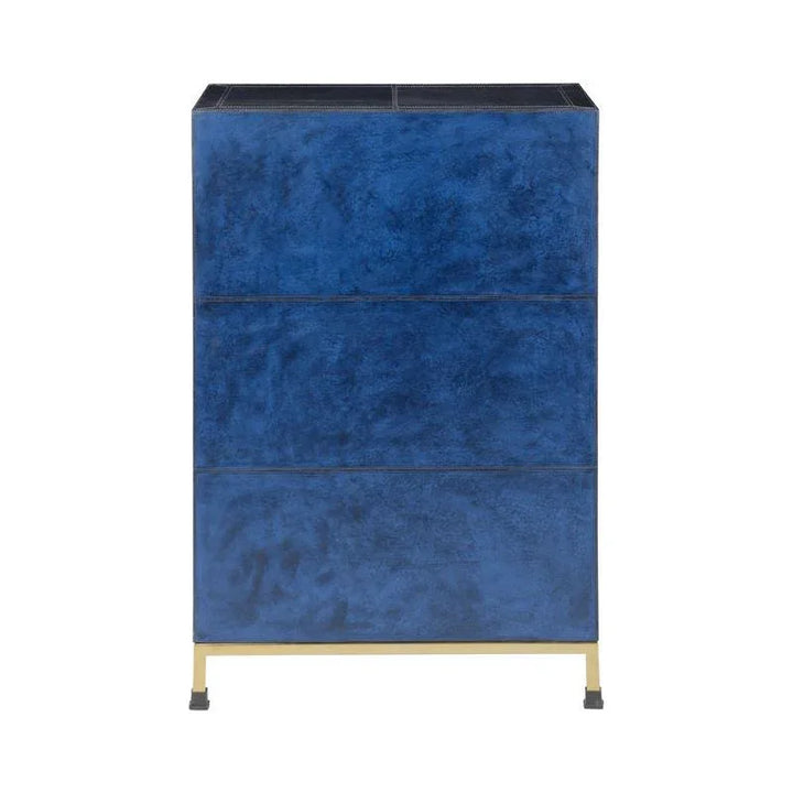 Atticus Dark Blue Leather Wrapped Cabinet - LOOMLAN - Chelsea House - Accent Cabinets