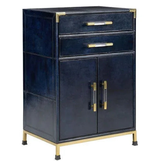Atticus Dark Blue Leather Wrapped Cabinet - LOOMLAN - Chelsea House - Accent Cabinets