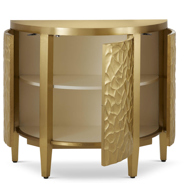 Auden Brass Demi-Lune Cabinet Accent Cabinets LOOMLAN By Currey & Co