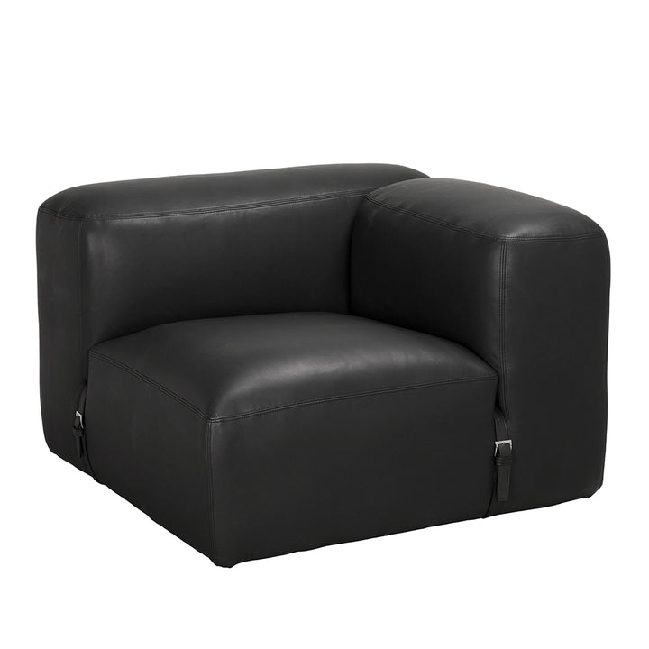 Augustus Matte Black Leather Modular Sofa-Modular Sofas-Noir-Right Facing-LOOMLAN