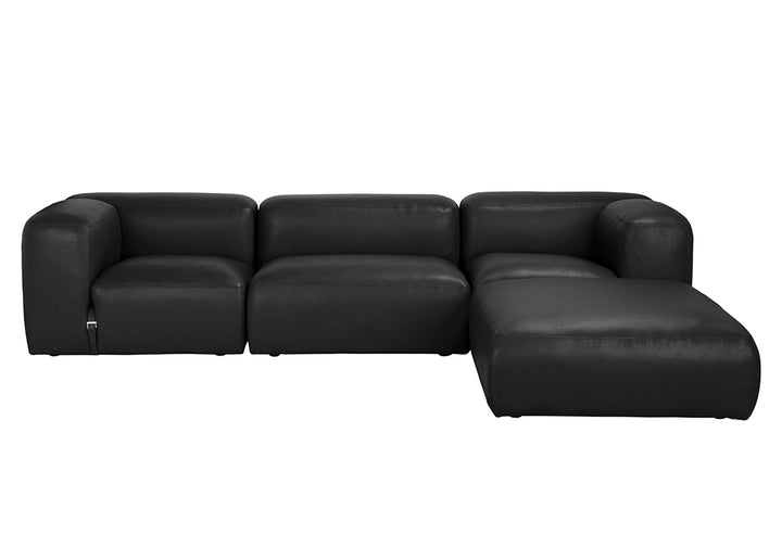 Augustus Matte Black Leather Modular Sofa-Modular Sofas-Noir-LOOMLAN