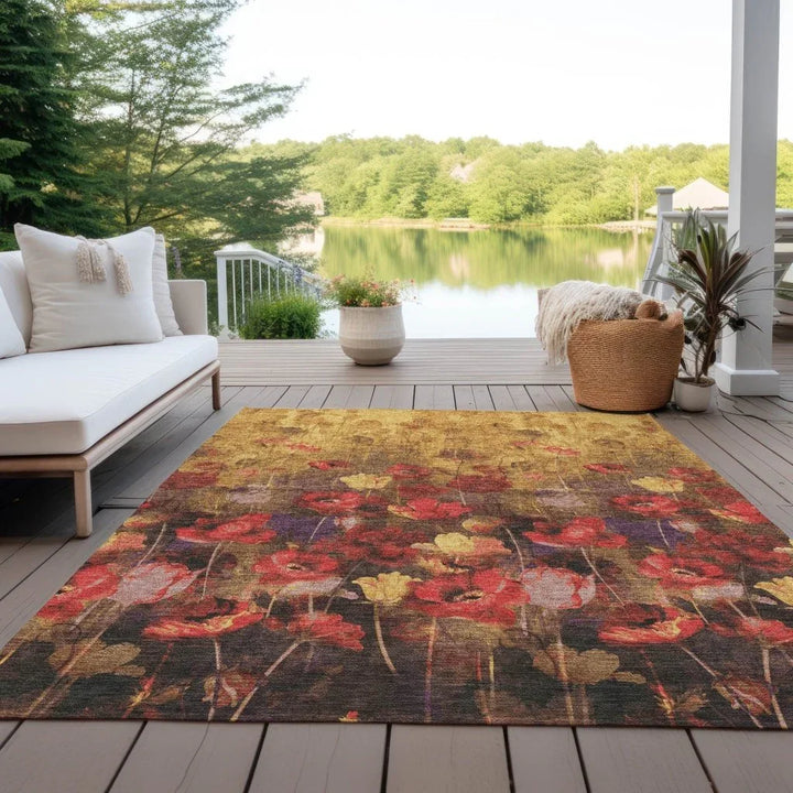 Aurora Gold Washable Indoor-Outdoor Rug-Outdoor Rugs-LOOMLAN Rugs-LOOMLAN
