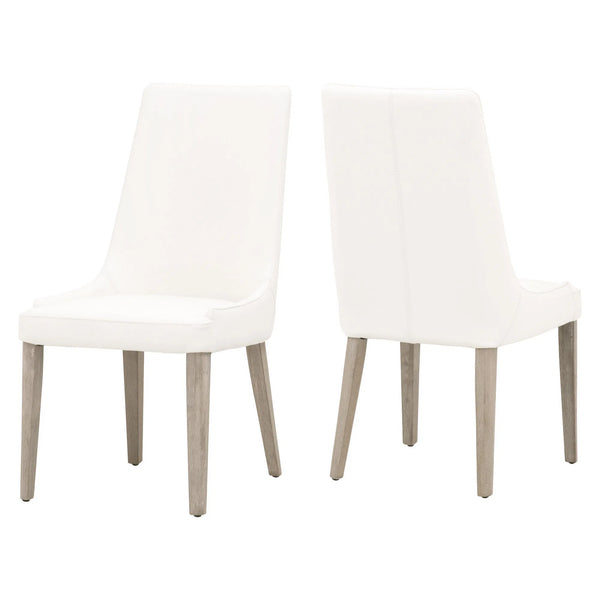 Aurora Dining Chair Set of 2 Alabaster Top Grain Leather