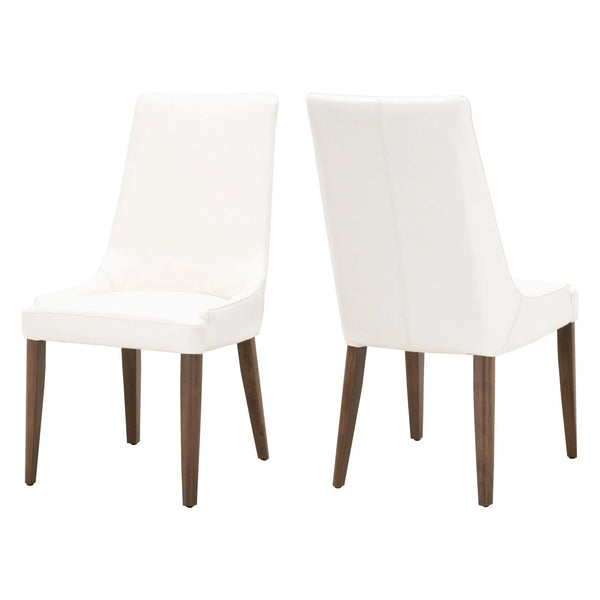 Aurora Dining Chair Set of 2 Alabaster Top Grain Leather Walnut