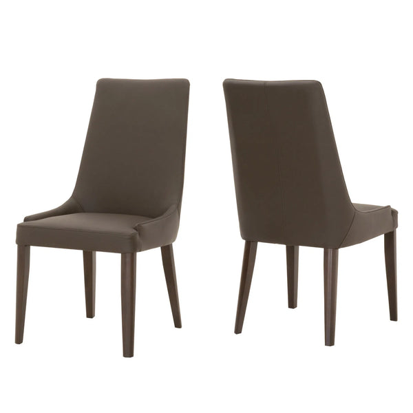 Aurora Dining Chair Set of 2 Dark Umber Leather Dark Wenge